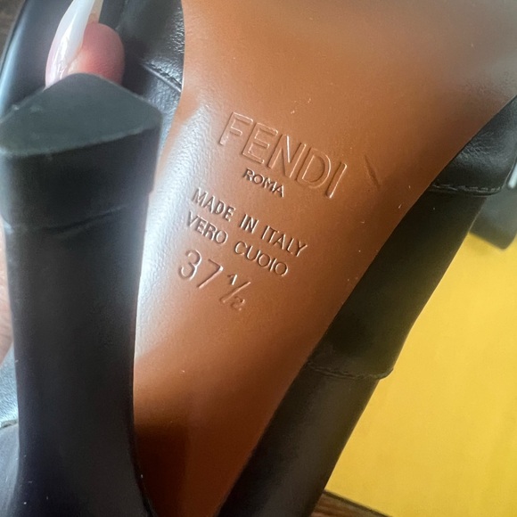 Fendi Leather Stretch Knit Ankle Boots Heels, 37.5 - Picture 7 of 10